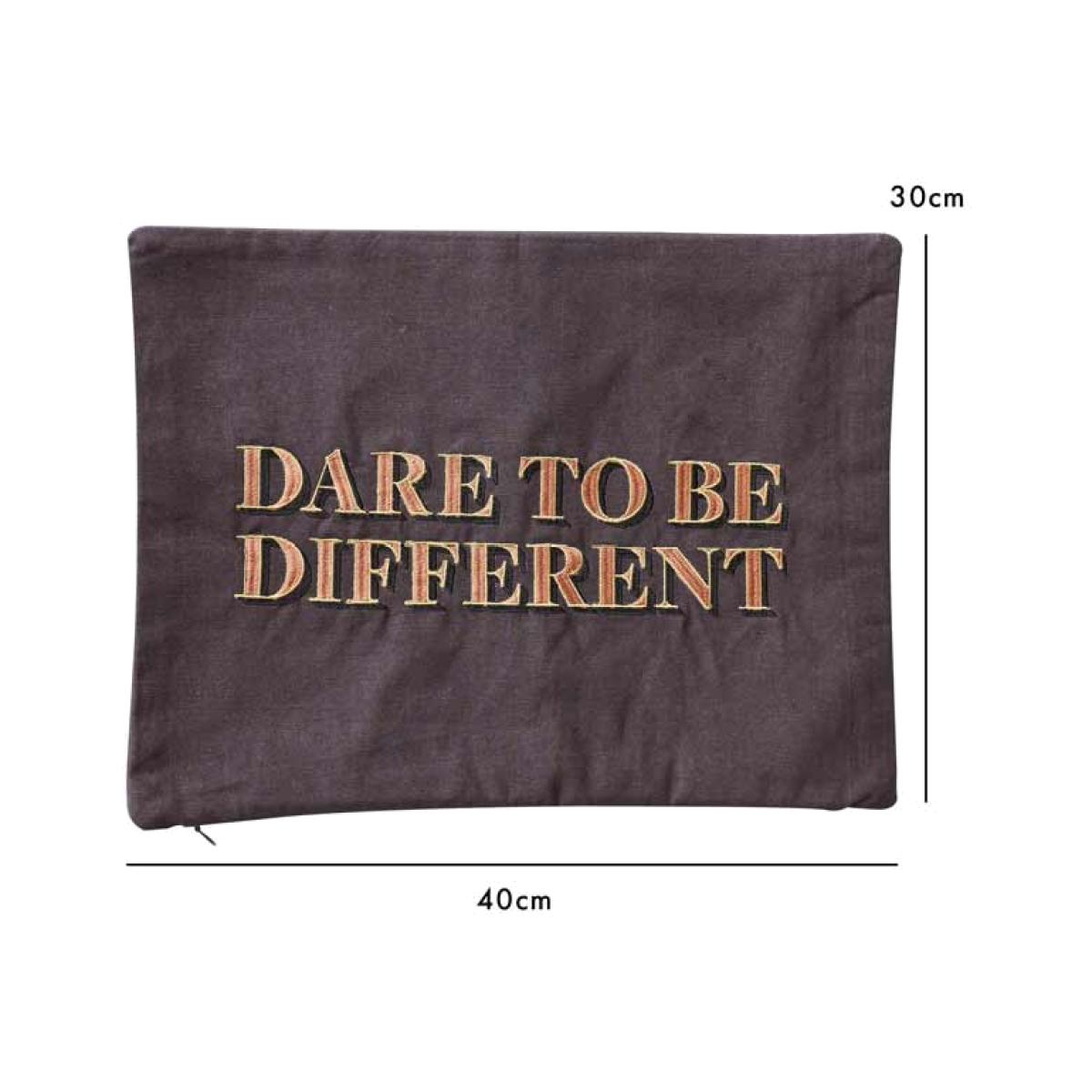 Dare To Be Different Embroidered Brown Cushion – image 1