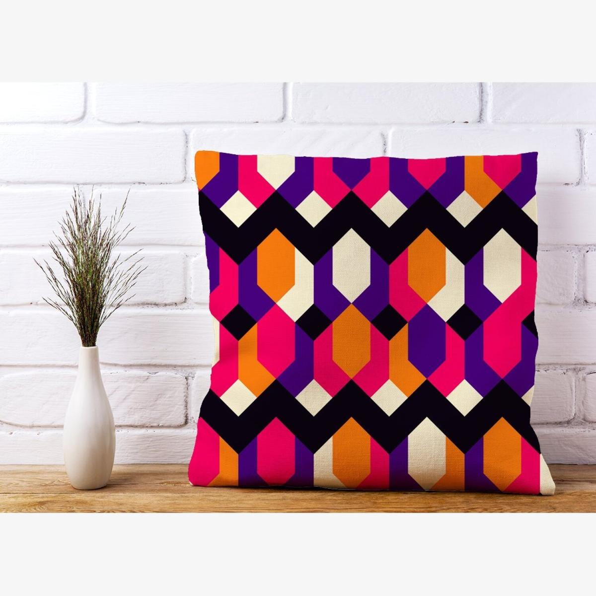 Coloured Abstract Pattern Cushion - Red / 60cm