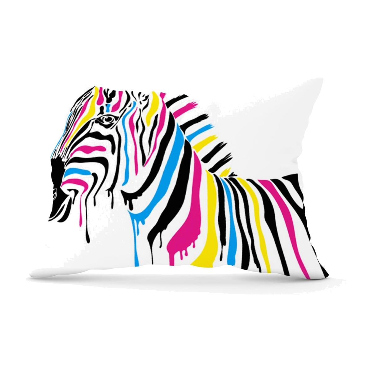 Multi Coloured Zebra Cushion - Grey / 28cm