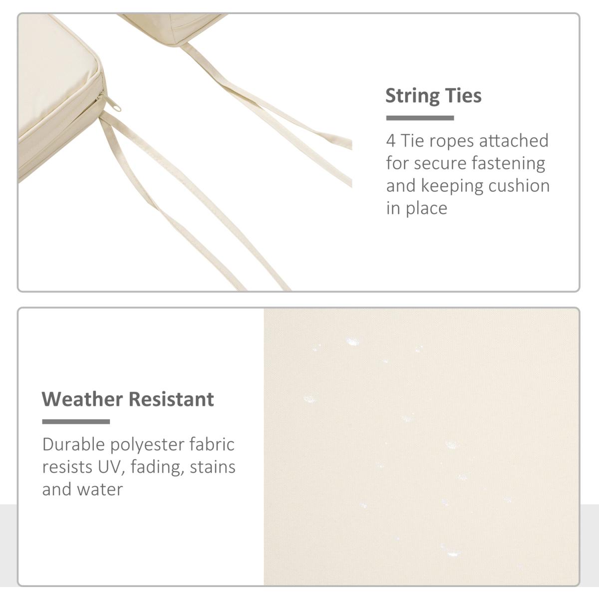 Set of 2 Chair Cushion Seat Pads - Cream – image 2