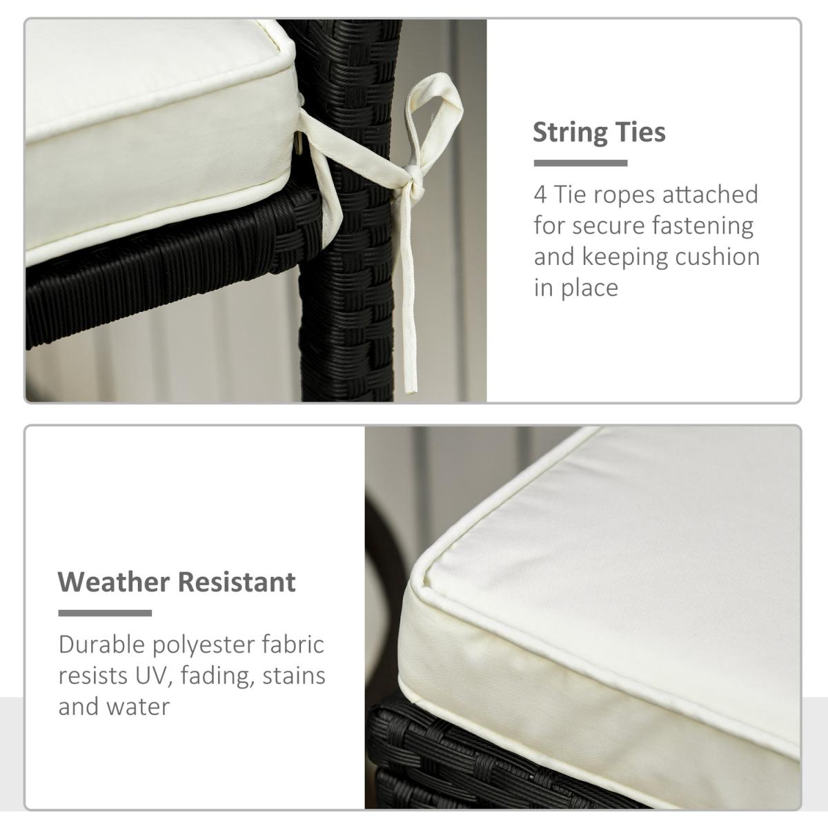 Set of 2 Chair Cushion Seat Pads - Cream – image 9