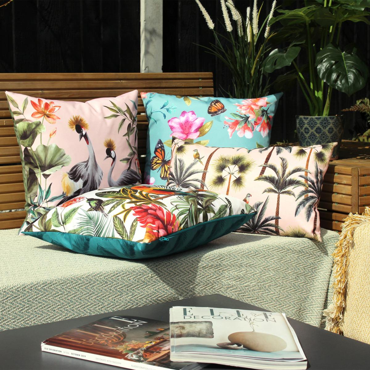 Botanical Butterfly Outdoor Cushion - Duck Egg – image 5