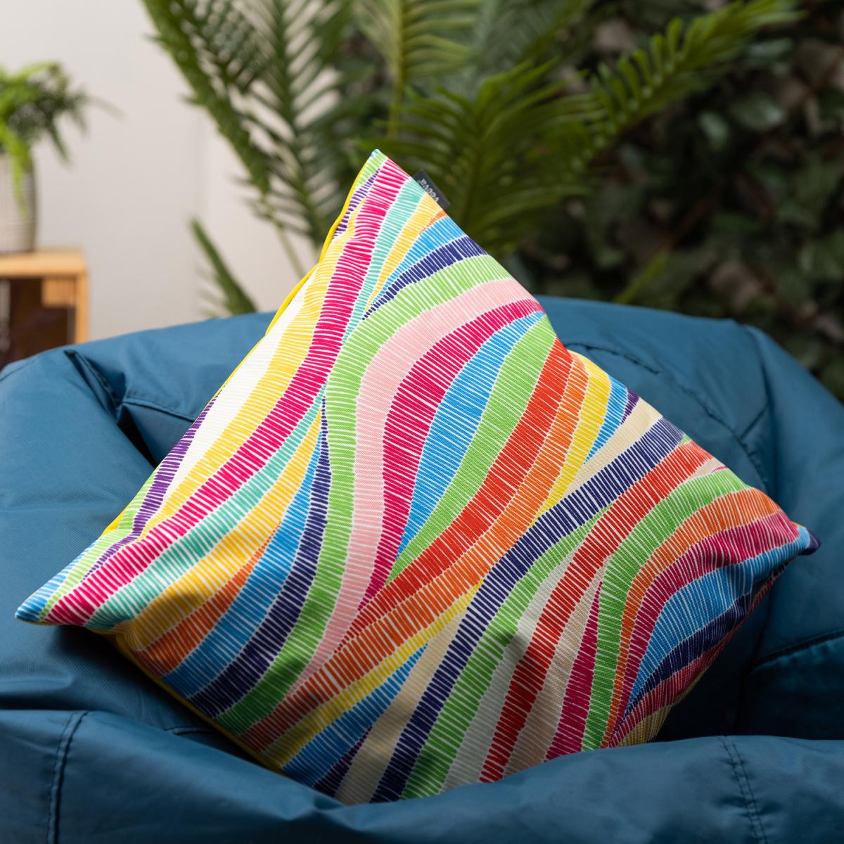 Veeva Rainbow Geometric Print Outdoor Cushion - Second Collection (Set of 4) - Aqua – image 2