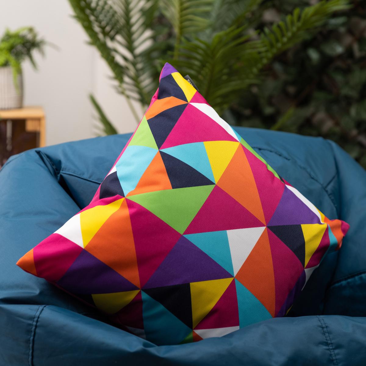 Veeva Rainbow Geometric Print Outdoor Cushion - Second Collection (Set of 4) - Aqua – image 3