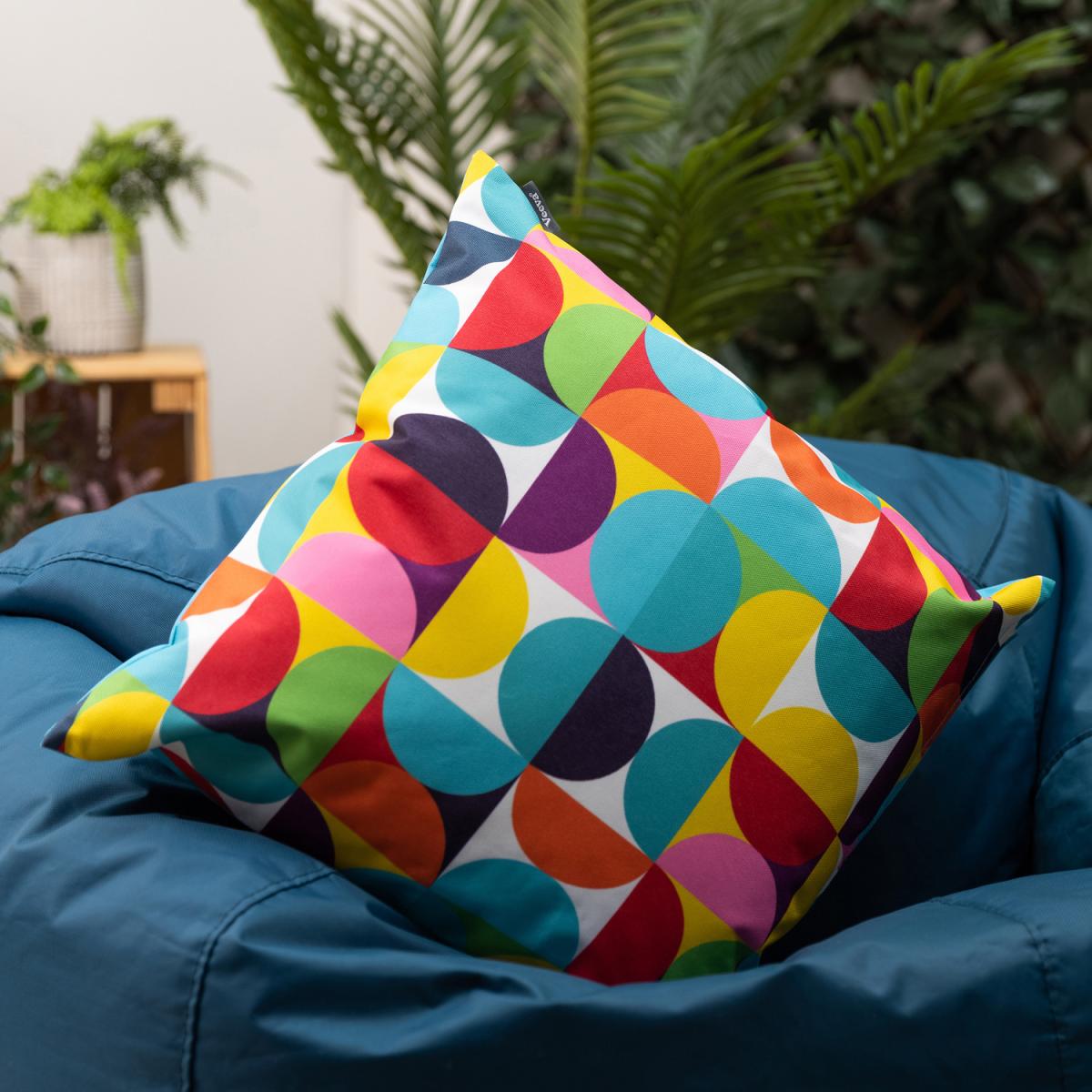 Veeva Rainbow Geometric Print Outdoor Cushion - Second Collection (Set of 4) - Aqua – image 5