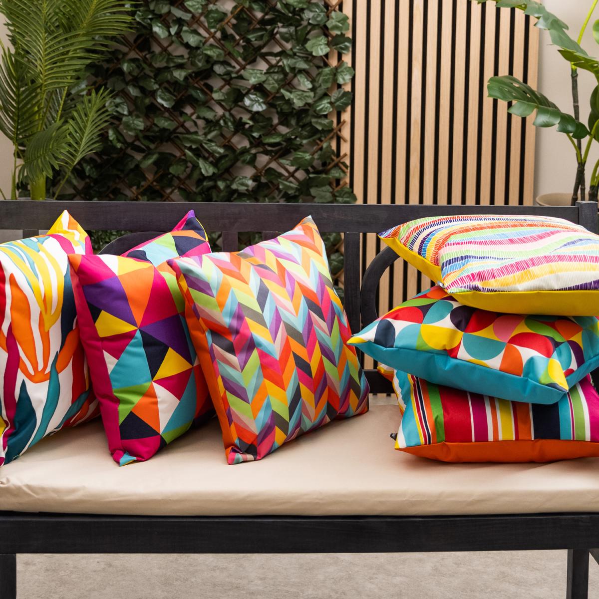 Veeva Rainbow Geometric Print Outdoor Cushion - Second Collection (Set of 4) - Aqua – image 6