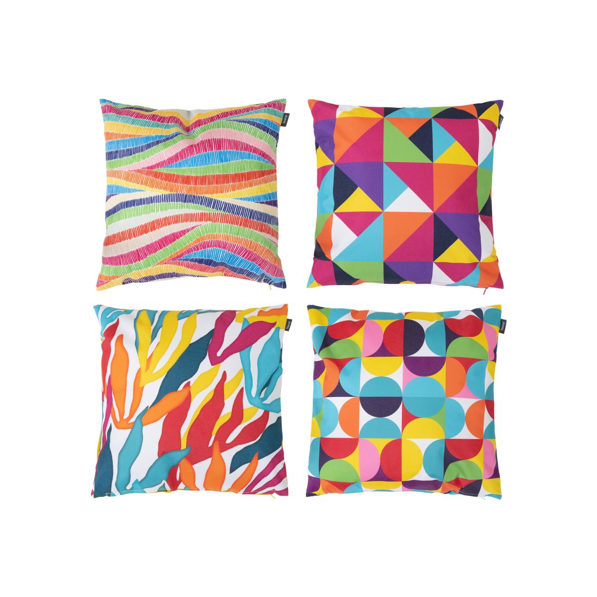 Veeva Rainbow Geometric Print Outdoor Cushion - Second Collection (Set of 4) - Aqua – image 1