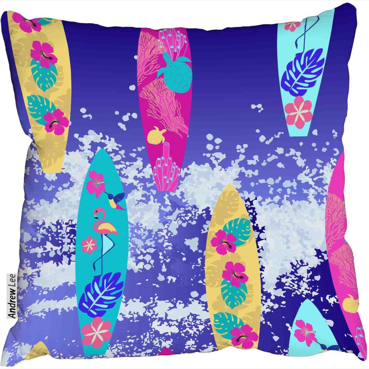 Surfboard seamless pattern Outdoor Cushion - Blue / 60cm – image 1
