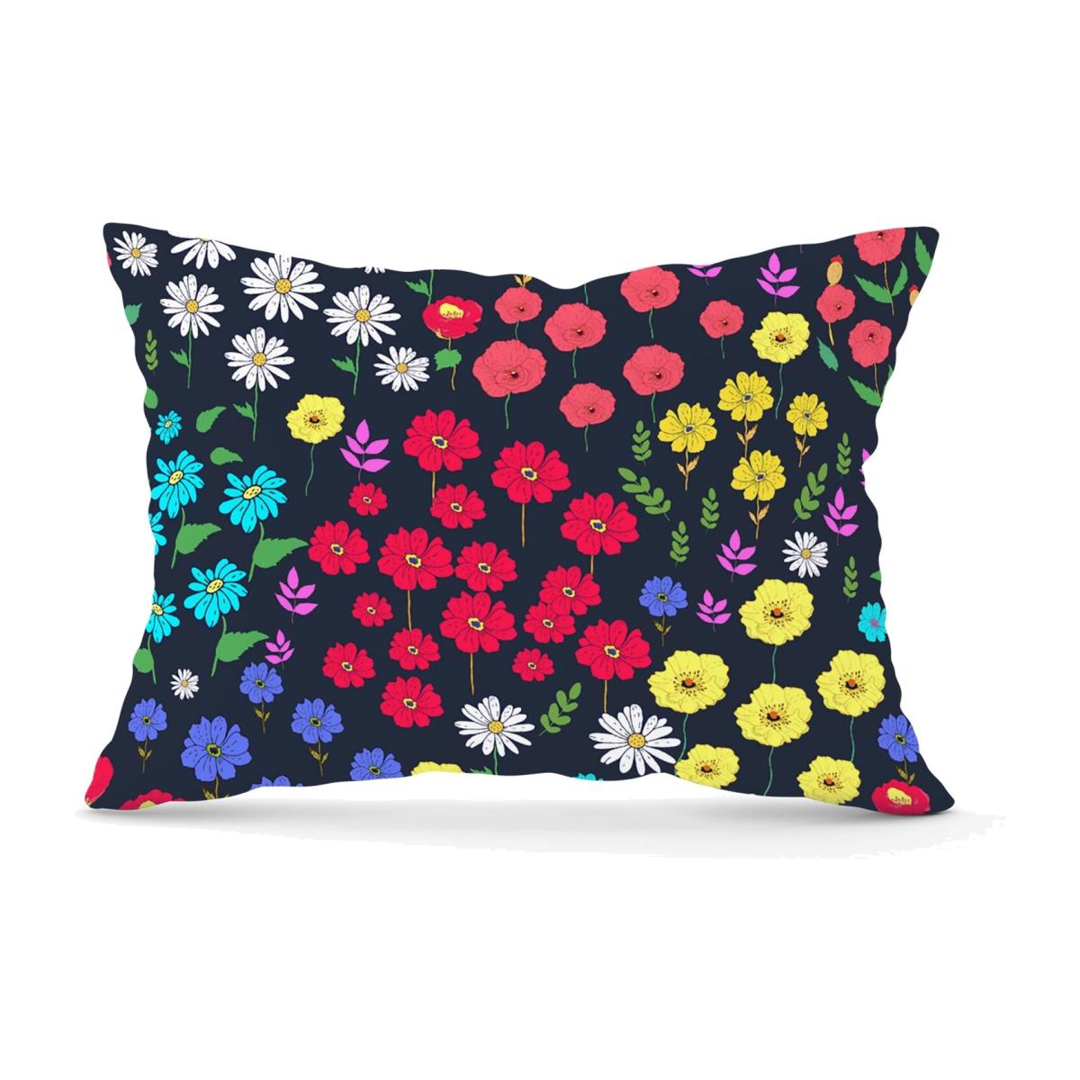 Multicoloured Flower Pattern Cushion - Red / 28cm
