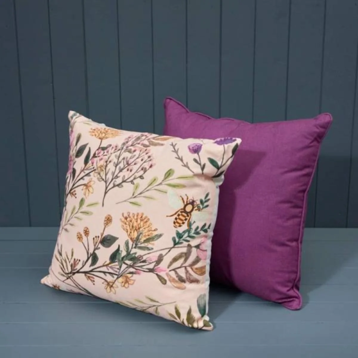 Purple Handmade Washable Cotton Plain Cushion with Filling - Purple – image 2