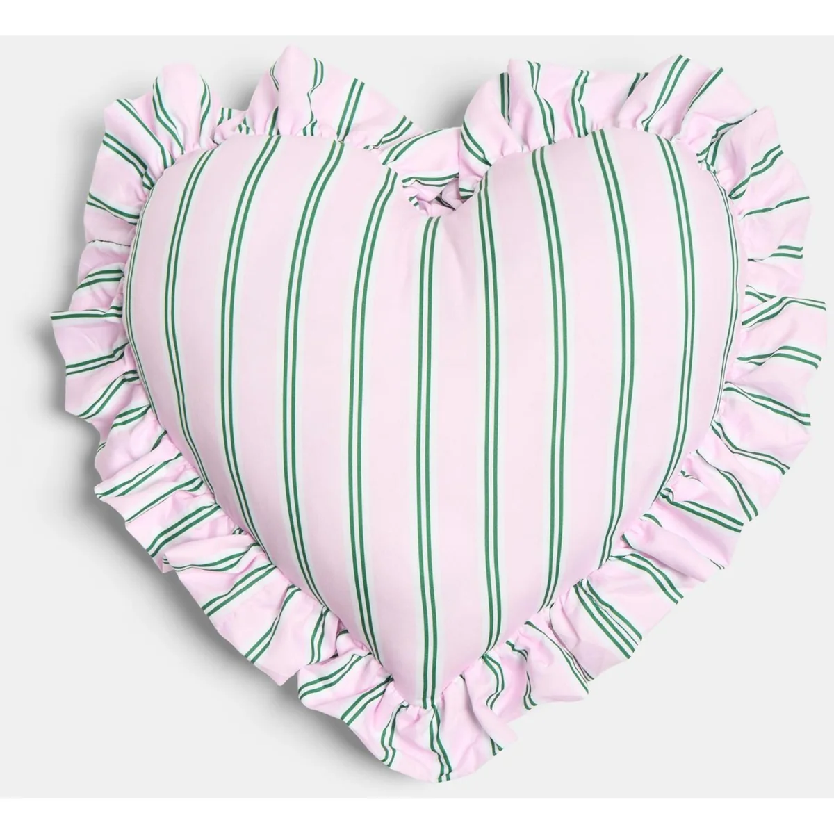 OHS Frill Heart Shaped Stripe Cushion - Pink/Green – image 4