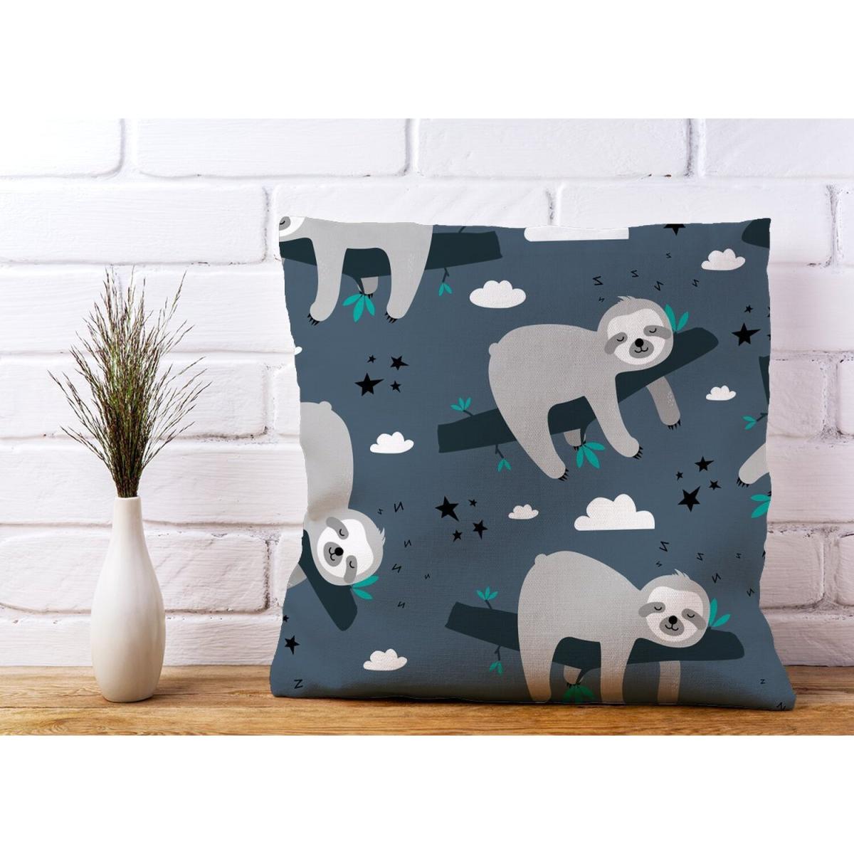 Sleeping Sloth Pattern Cushion - Blue / 45cm – image 2