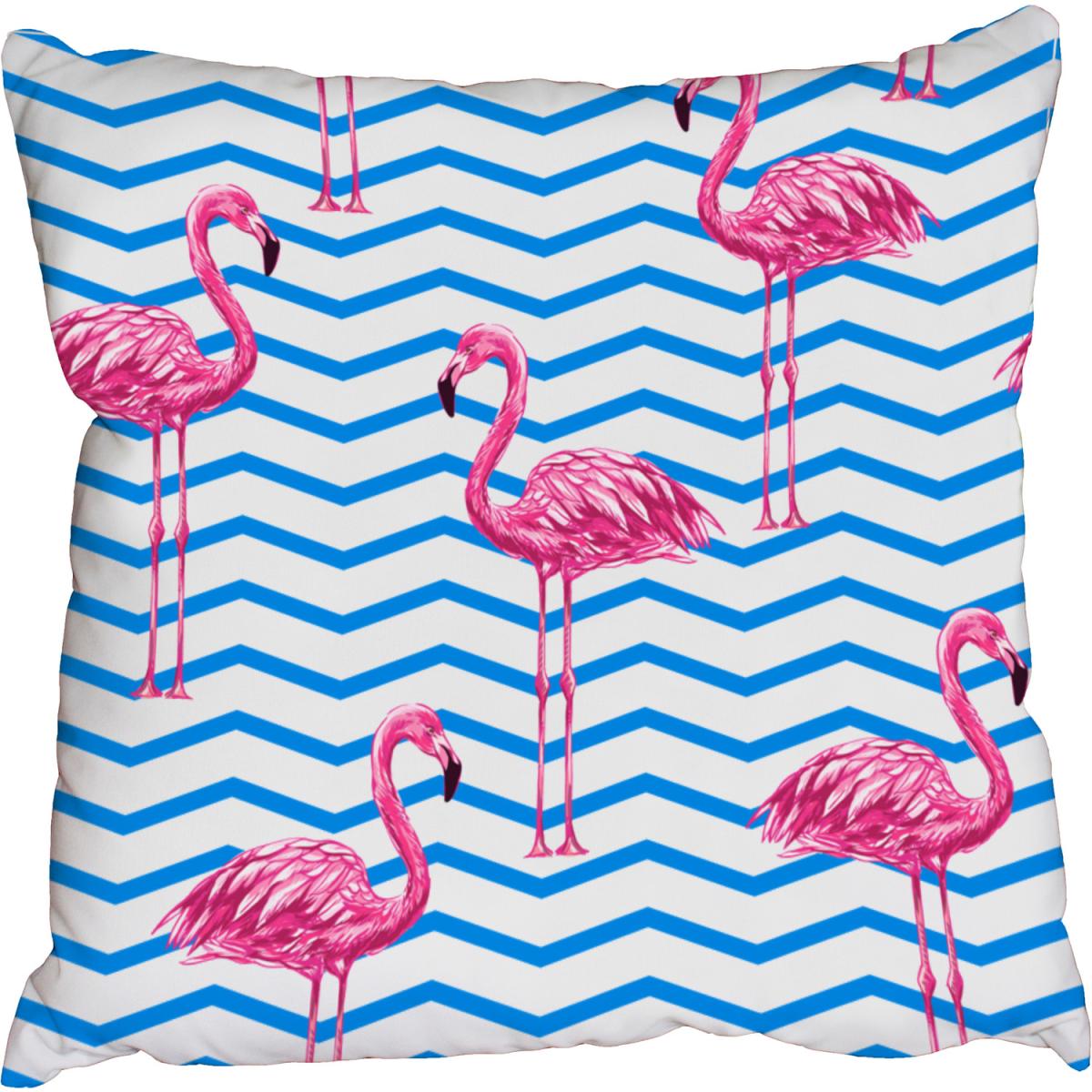 Beautiful tropical pink flamingos Outdoor Cushion - Blue / 60cm – image 2