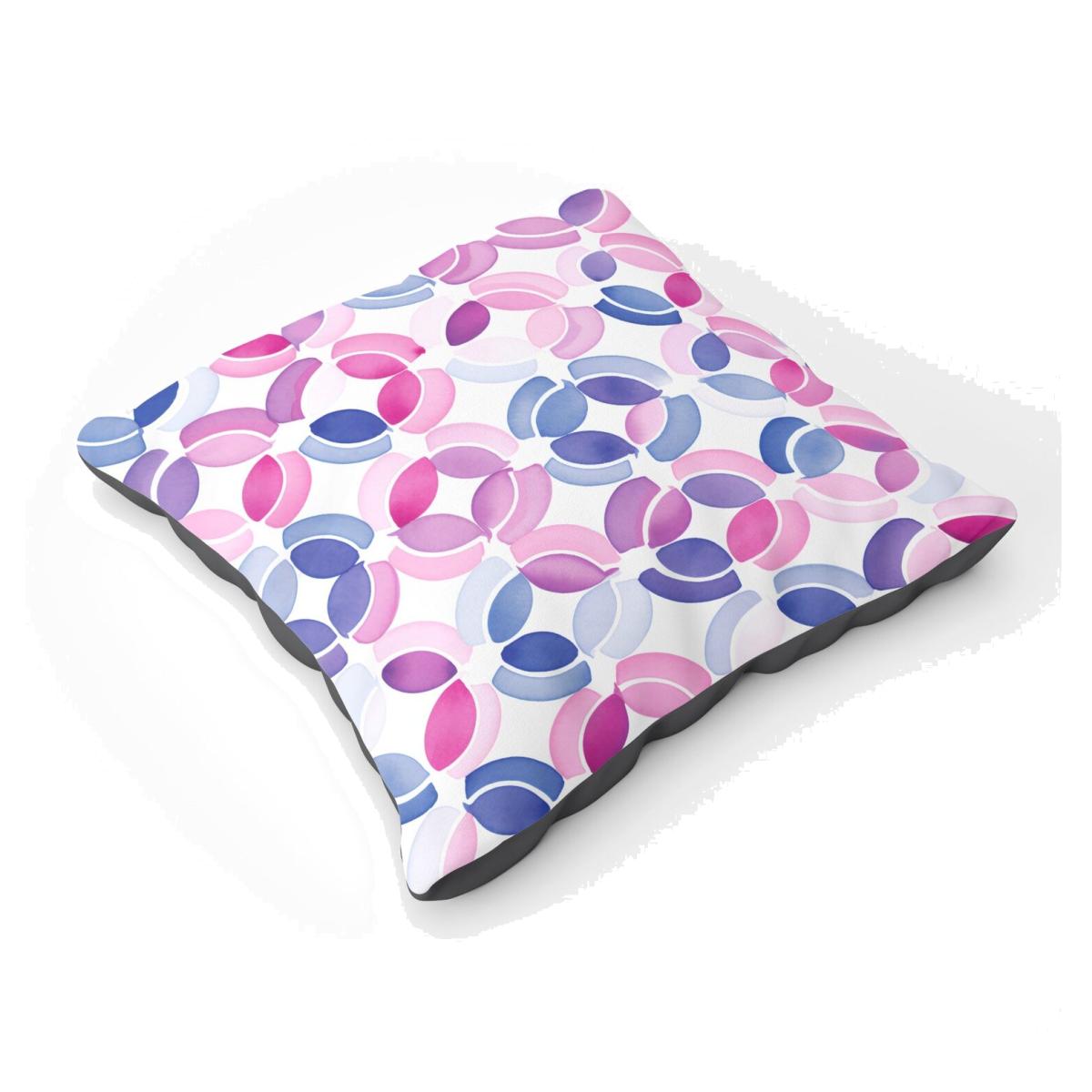 Interlocking Pink Blue Shape Floor Cushion - Pink
