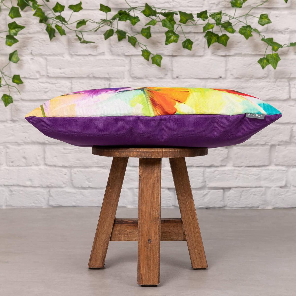 Oil Paint Poppies Outdoor Cushion - Poppies/Purple Reverse – image 2