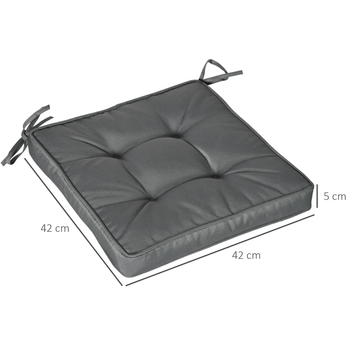 Replacement Garden Seat Cushion Pad with Ties - Grey – image 2