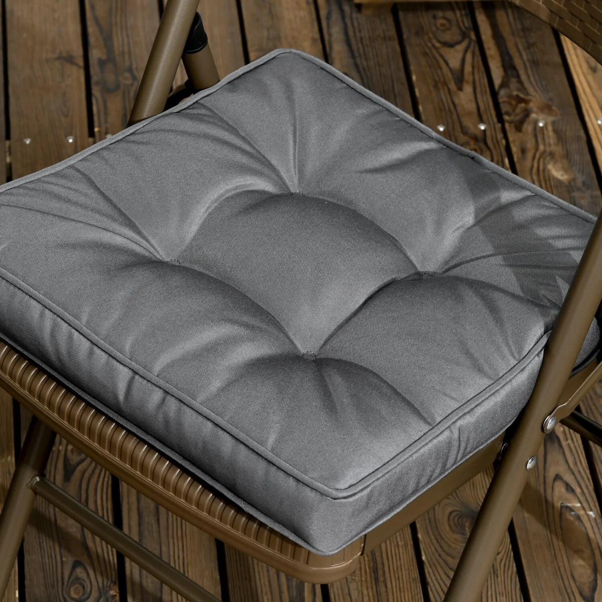 Replacement Garden Seat Cushion Pad with Ties - Grey – image 5