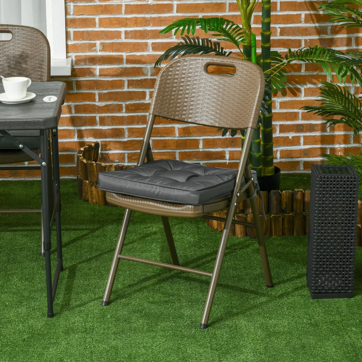Replacement Garden Seat Cushion Pad with Ties - Grey – image 6