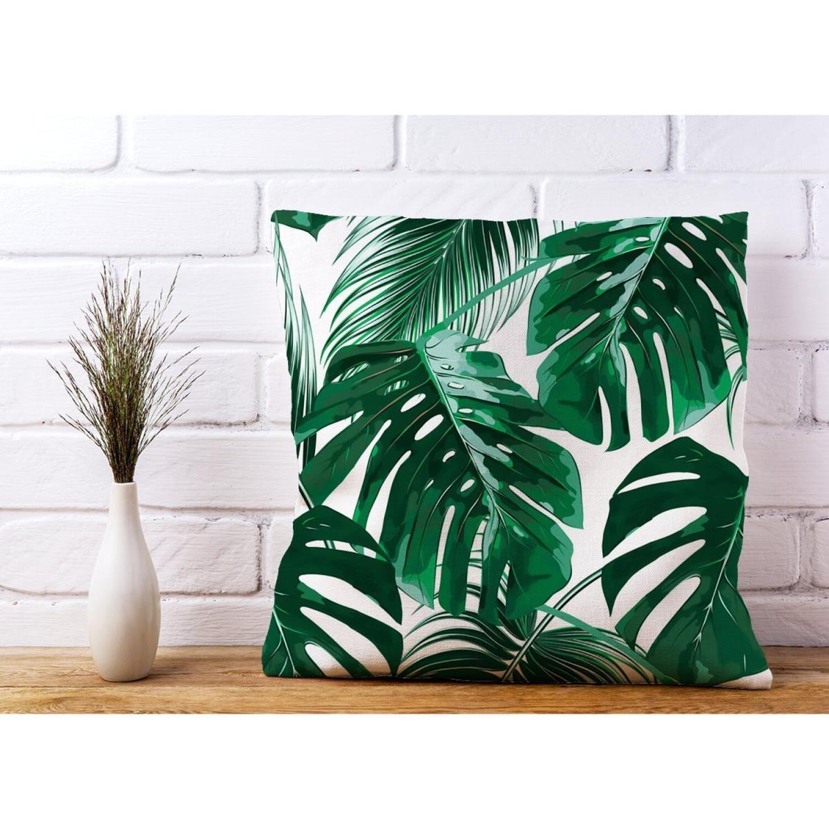 Tropical Jungle Leaf Pattern Cushion - Green / 45cm – image 3