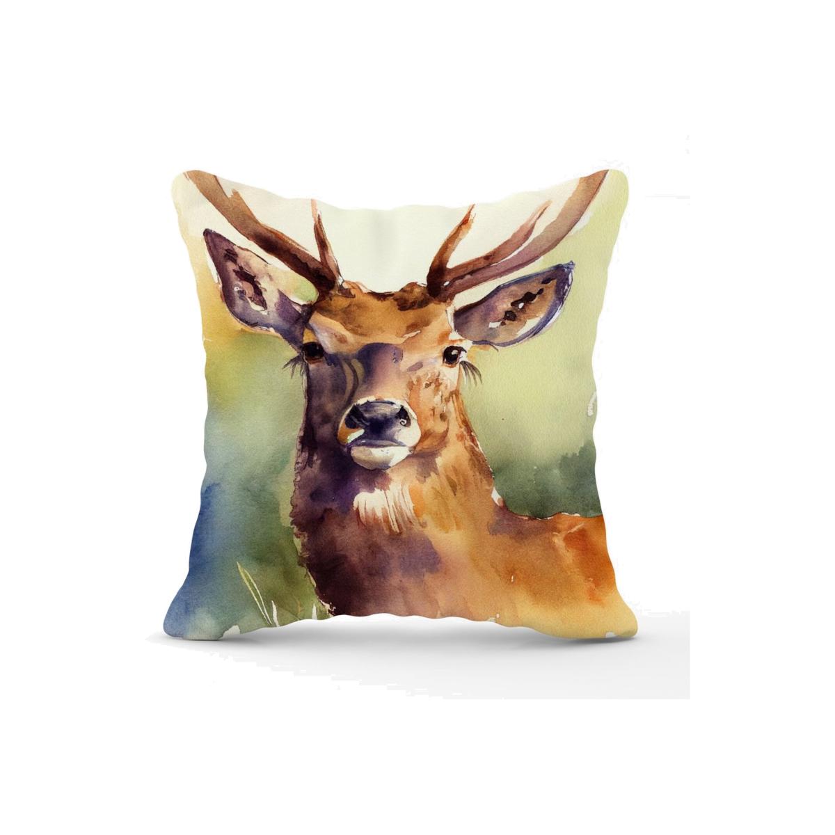 Splendid Stag Watercolour Cushion - Yellow – image 1