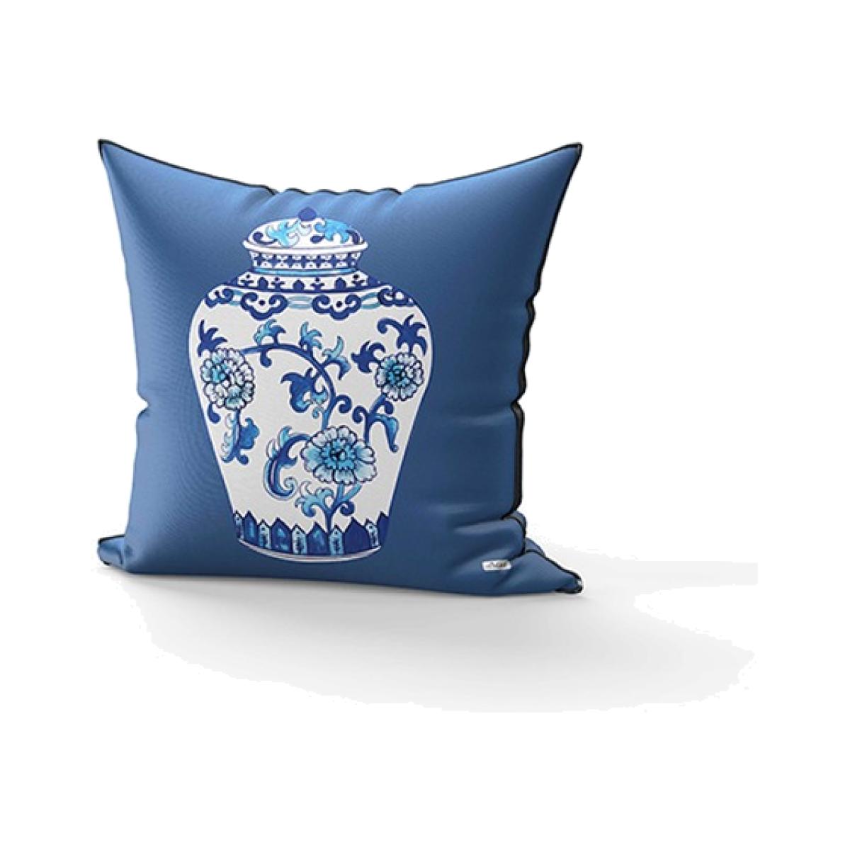 The Mia UK Vase Bleu Blanc Cushion With Filling - Blue - Blue and White – image 1