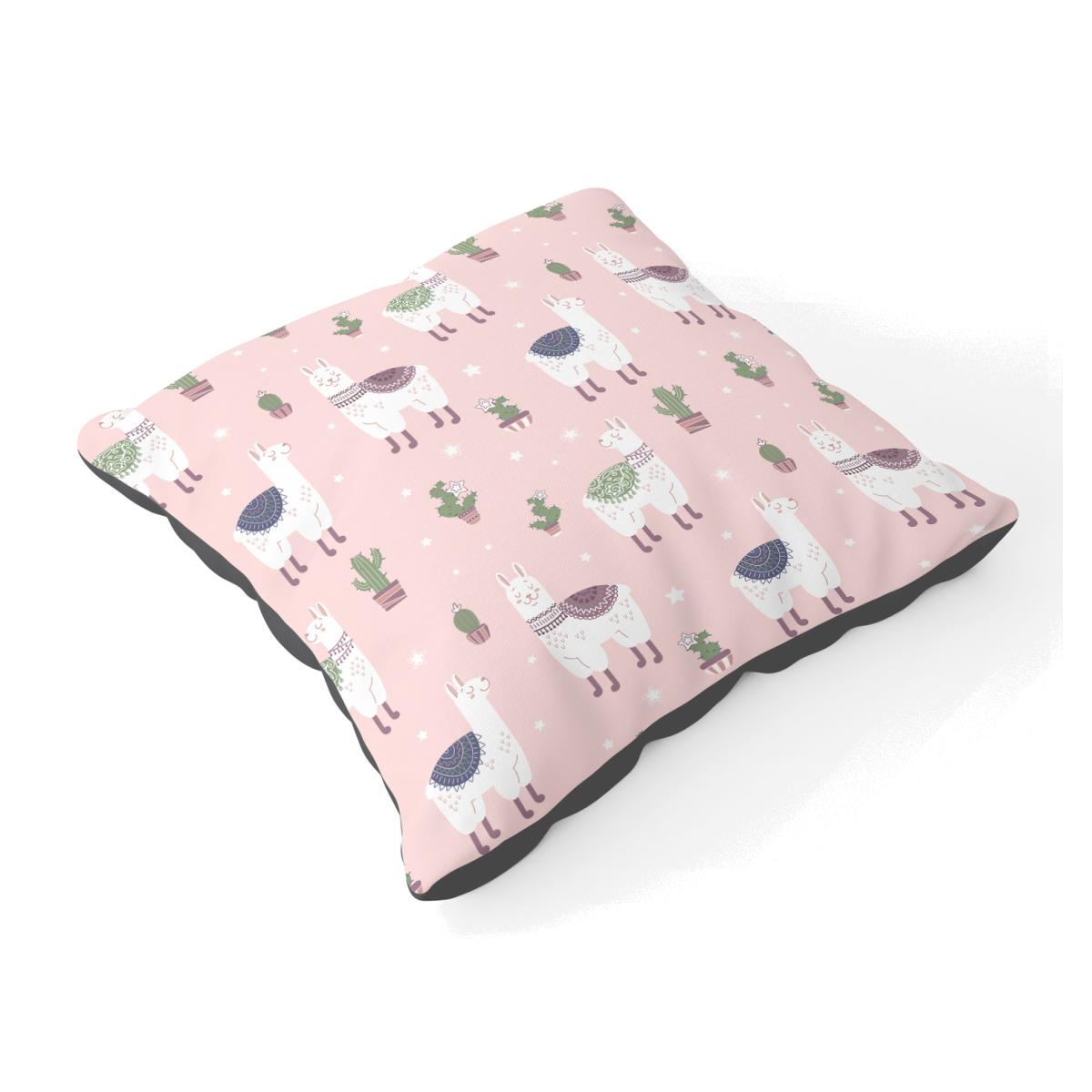 Happy Lama Floor Cushion - Pink