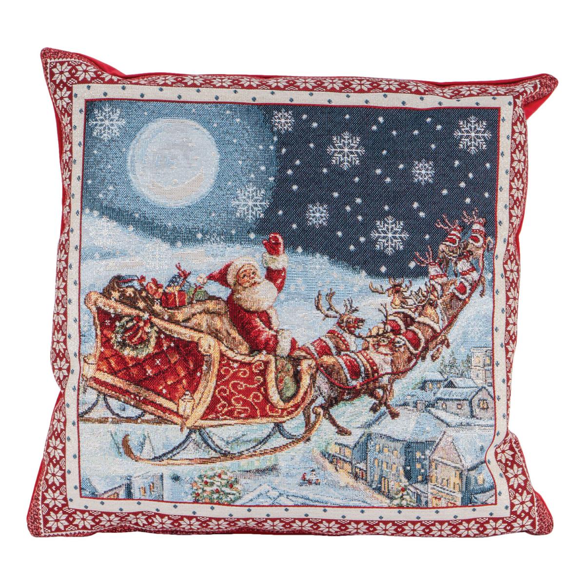Santas Sleigh Lurex Filled Cushion – image 2