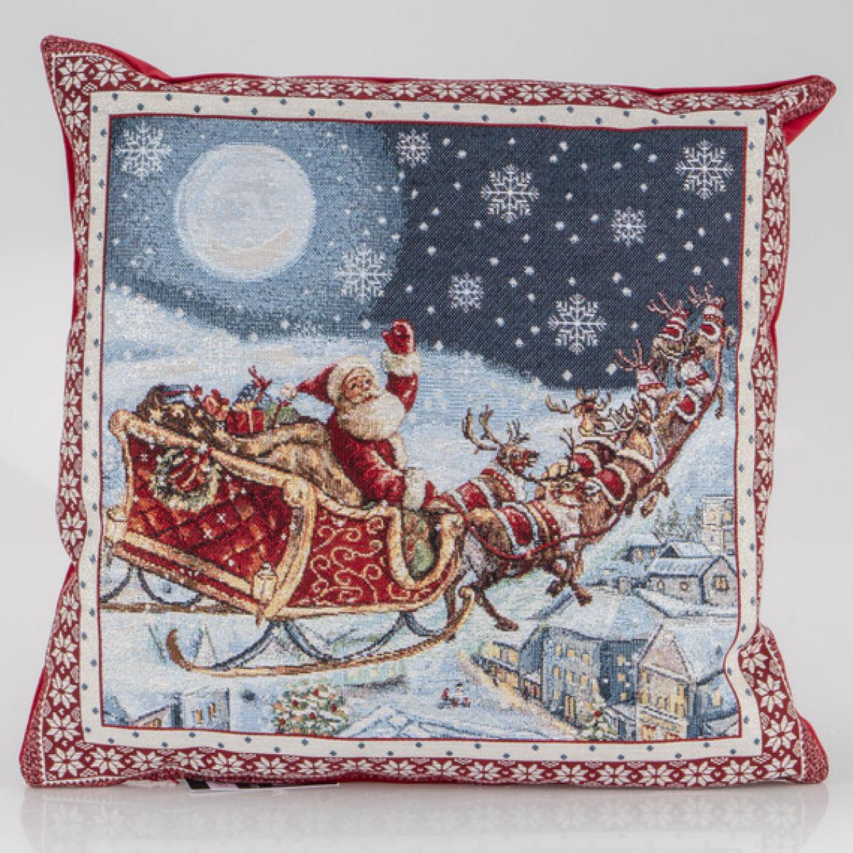 Santas Sleigh Lurex Filled Cushion – image 1
