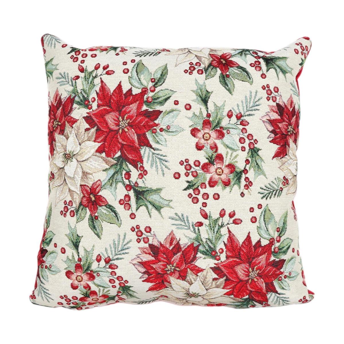 Eulalia Poinsettia Lurex Filled Cushion – image 2
