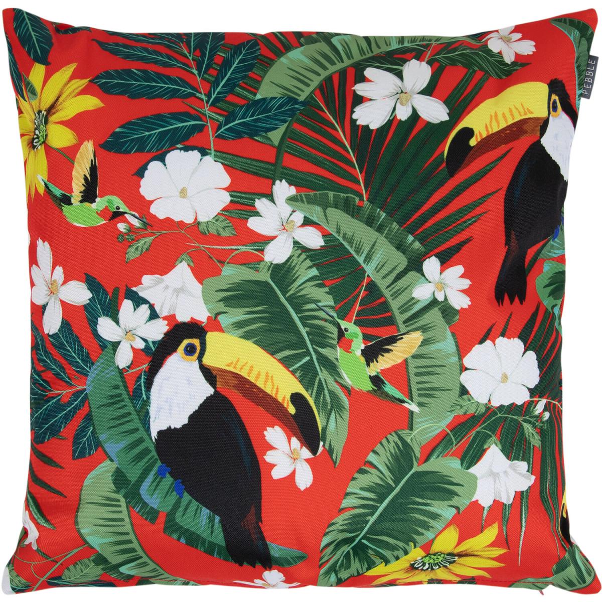 Toucan Print Outdoor Cushion - Red – image 1