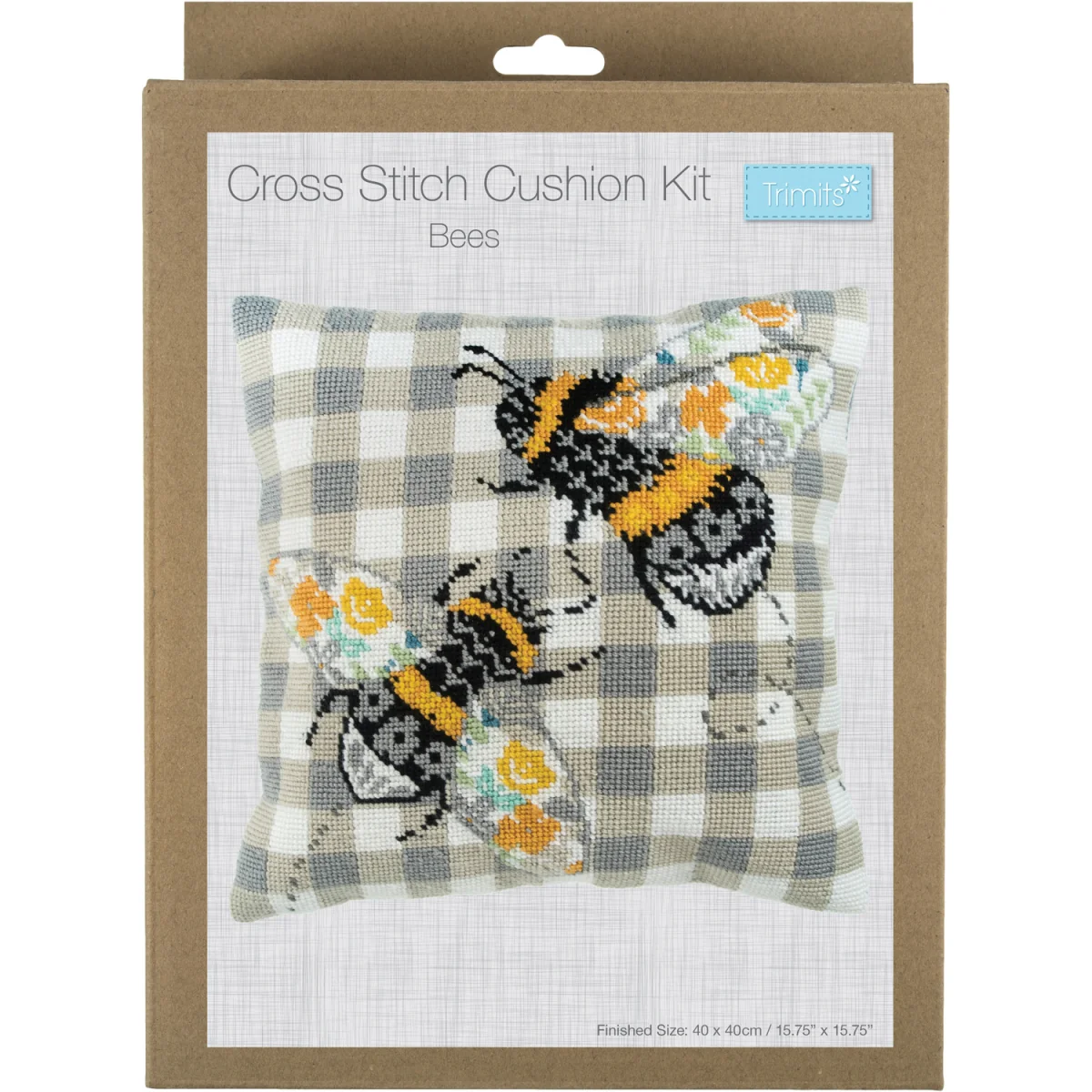 Trimits Half Stitch Cushion Kit - Bees - Gingham Bees – image 2