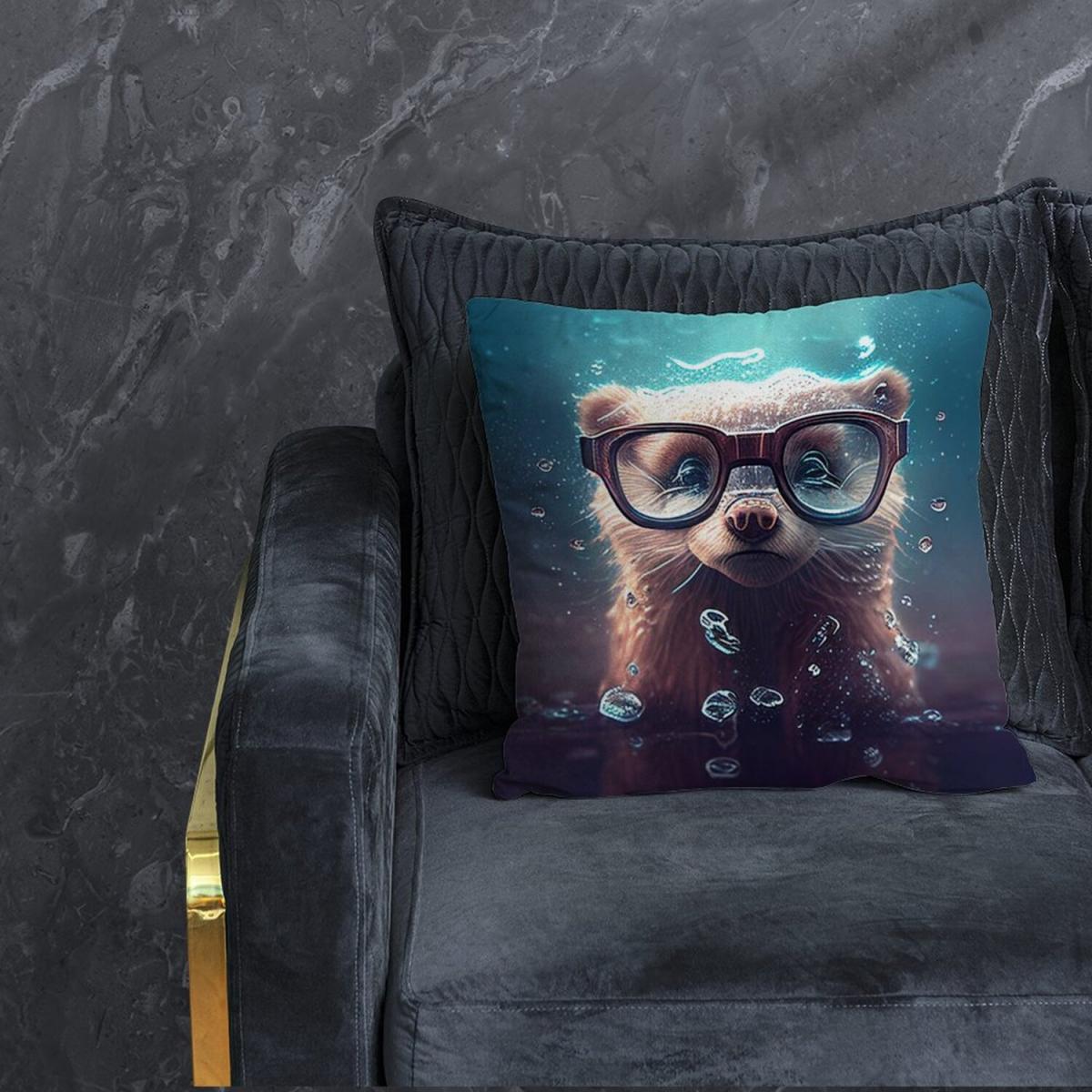 Ferret With Glasses Splashart Water Cushion - Blue – image 2