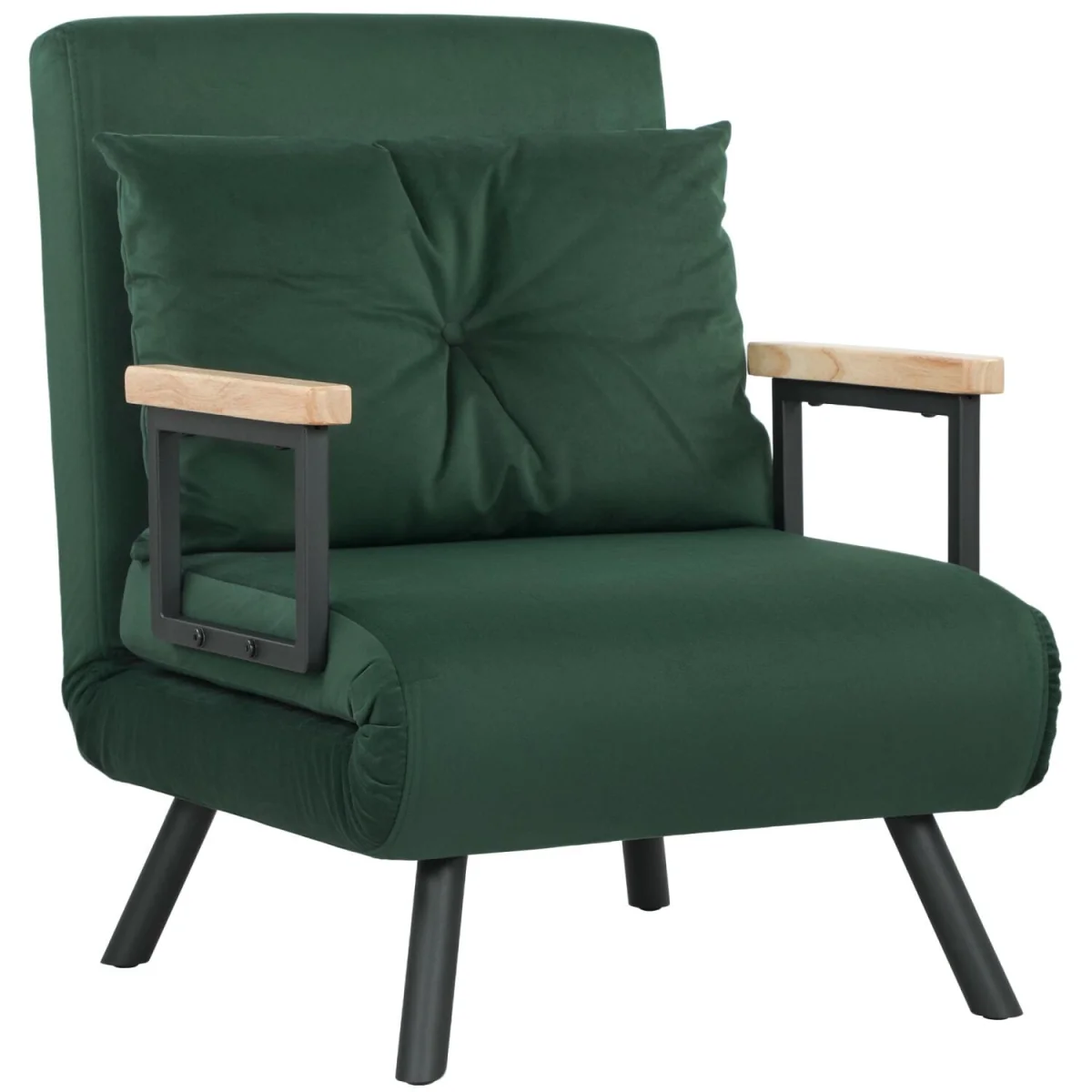 Zifayo Velvet Green 4-in-1 Convertible Single Chair Bed with Cushion – image 3