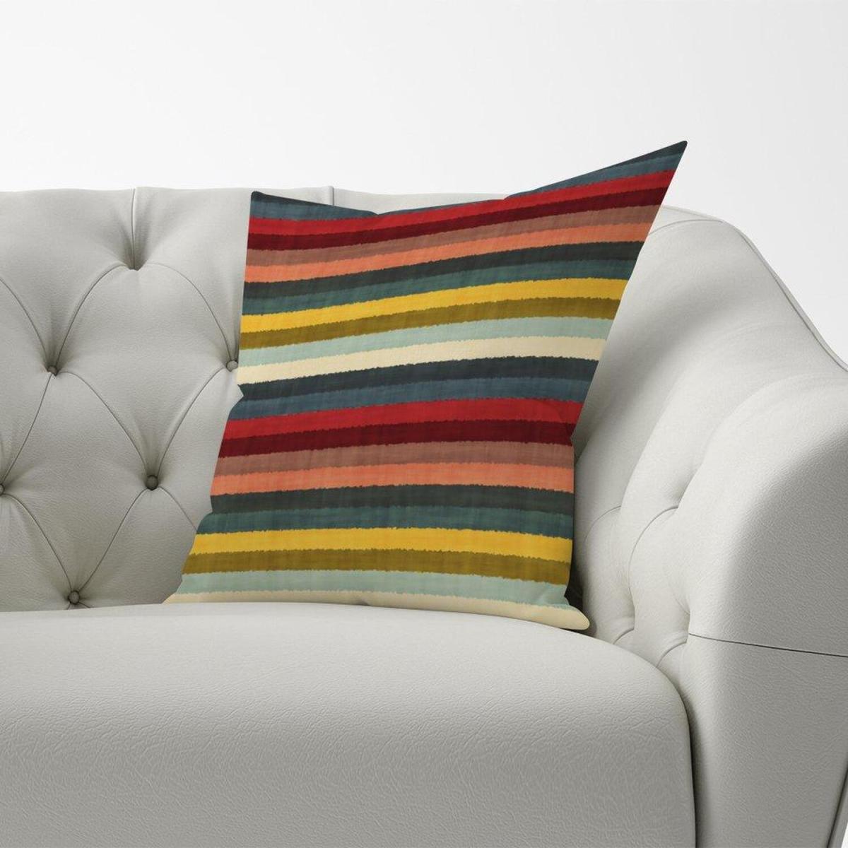 Multicolour Striped Brish Pattern Cushion - Grey / 45cm – image 2