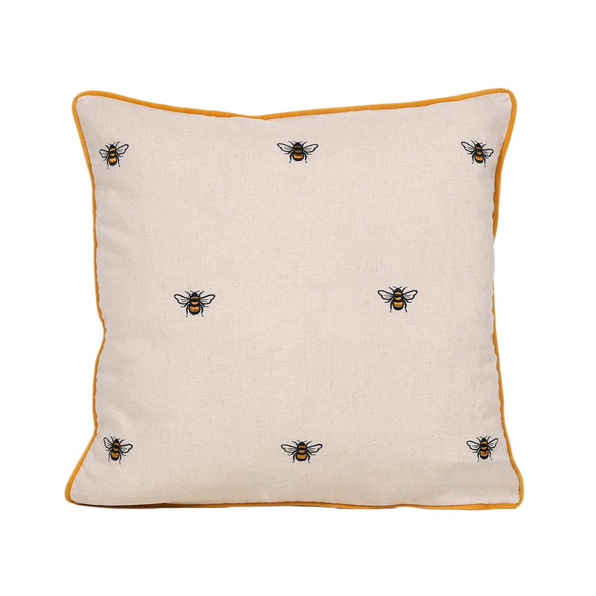 Embroidered Yellow Bee Cushion - Yellow – image 2