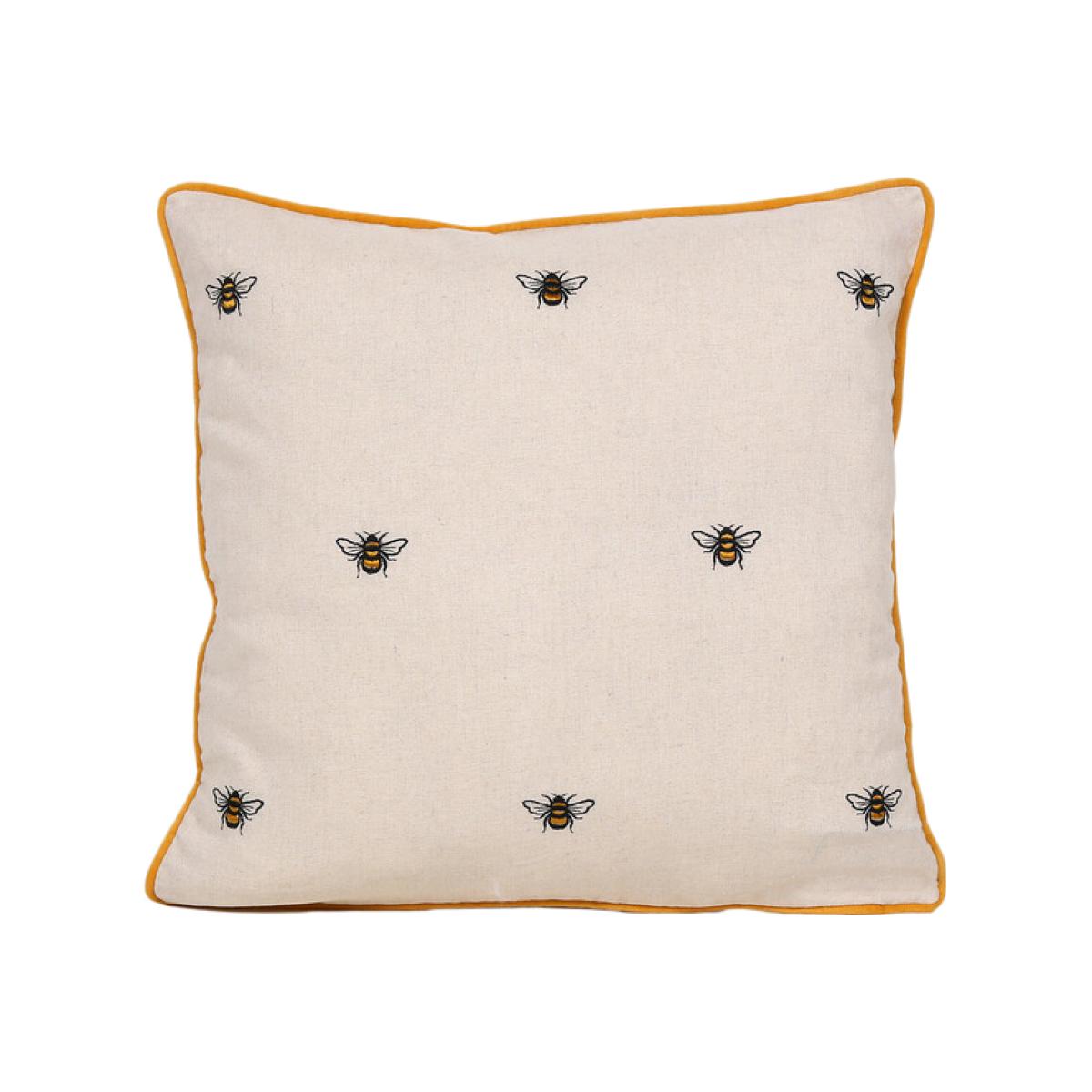 Embroidered Yellow Bee Cushion - Yellow – image 1