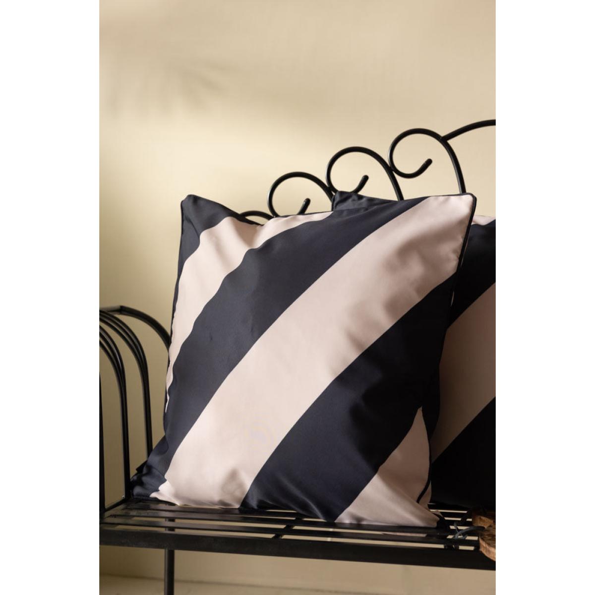 Black & Natural Stripe Outdoor Cushion – image 2