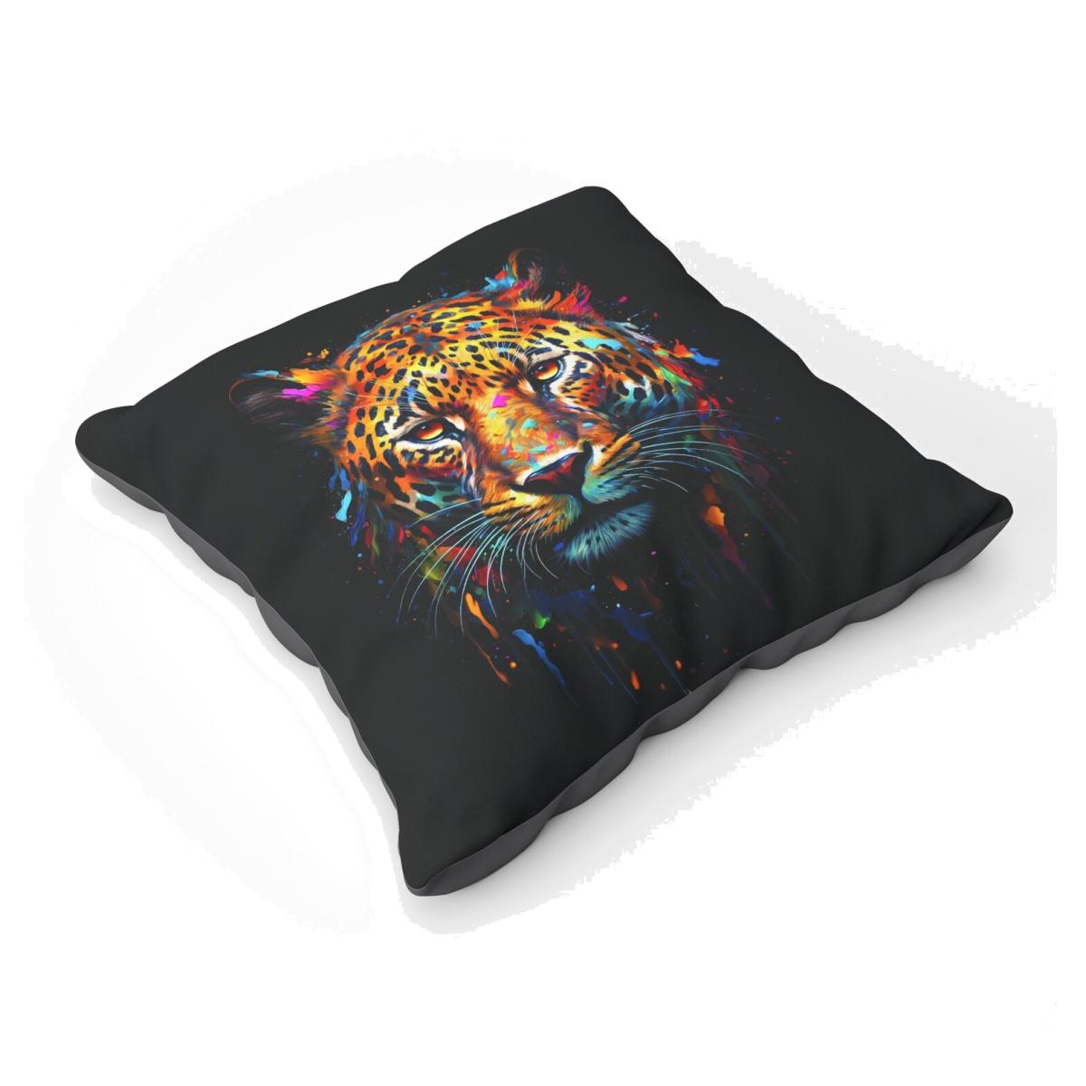 Splashart Leopard Face Floor Cushion - Brown