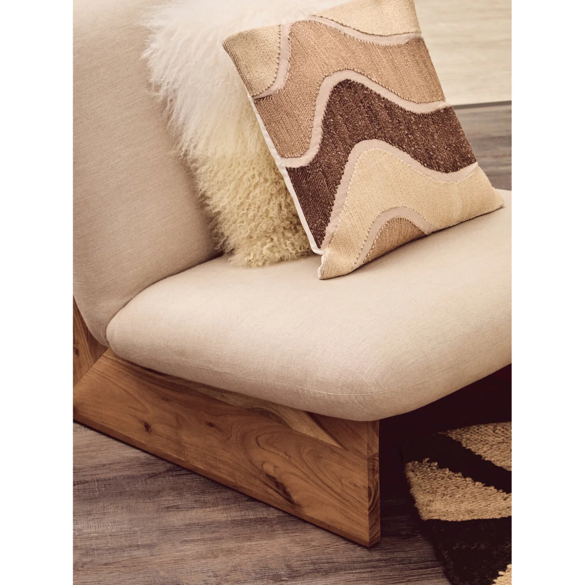 Bosie Real Mongolian Fur Natural Ombre Square Cushion - White – image 3