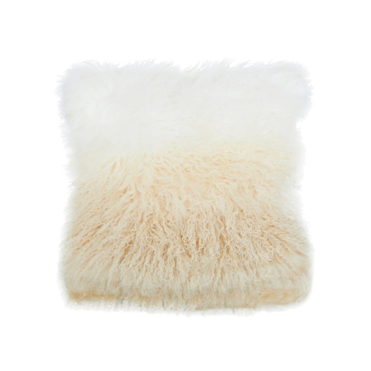Bosie Real Mongolian Fur Natural Ombre Square Cushion - White – image 1