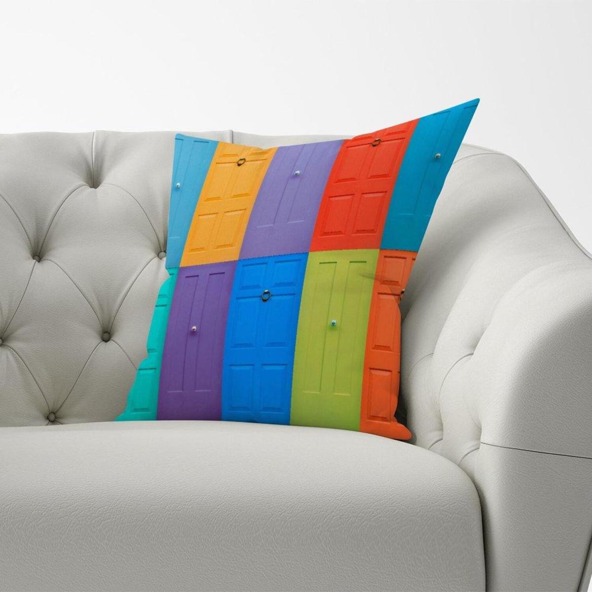 Colourful English Doors Cushion - Green / 60cm – image 1