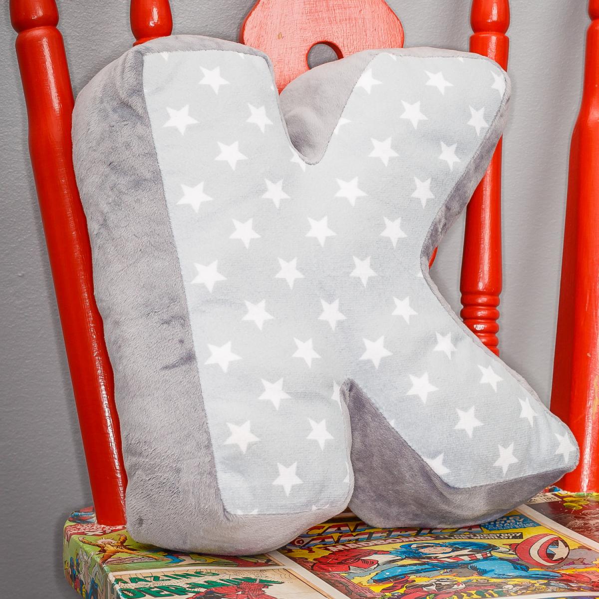 Letter Cushion K - Grey/White – image 2