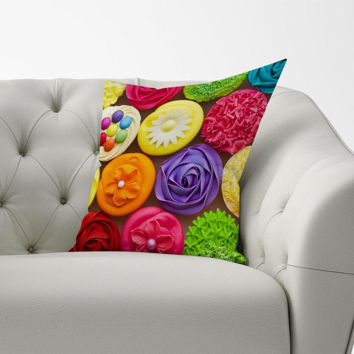 Bright Colourful Cupcakes Cushion - Red / 45cm – image 2