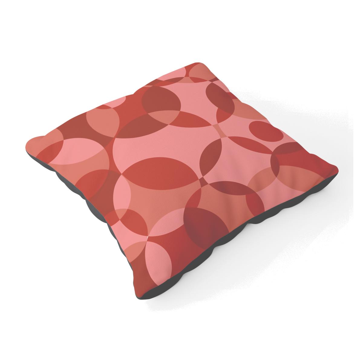 Red Circle Pattern Floor Cushion - Red