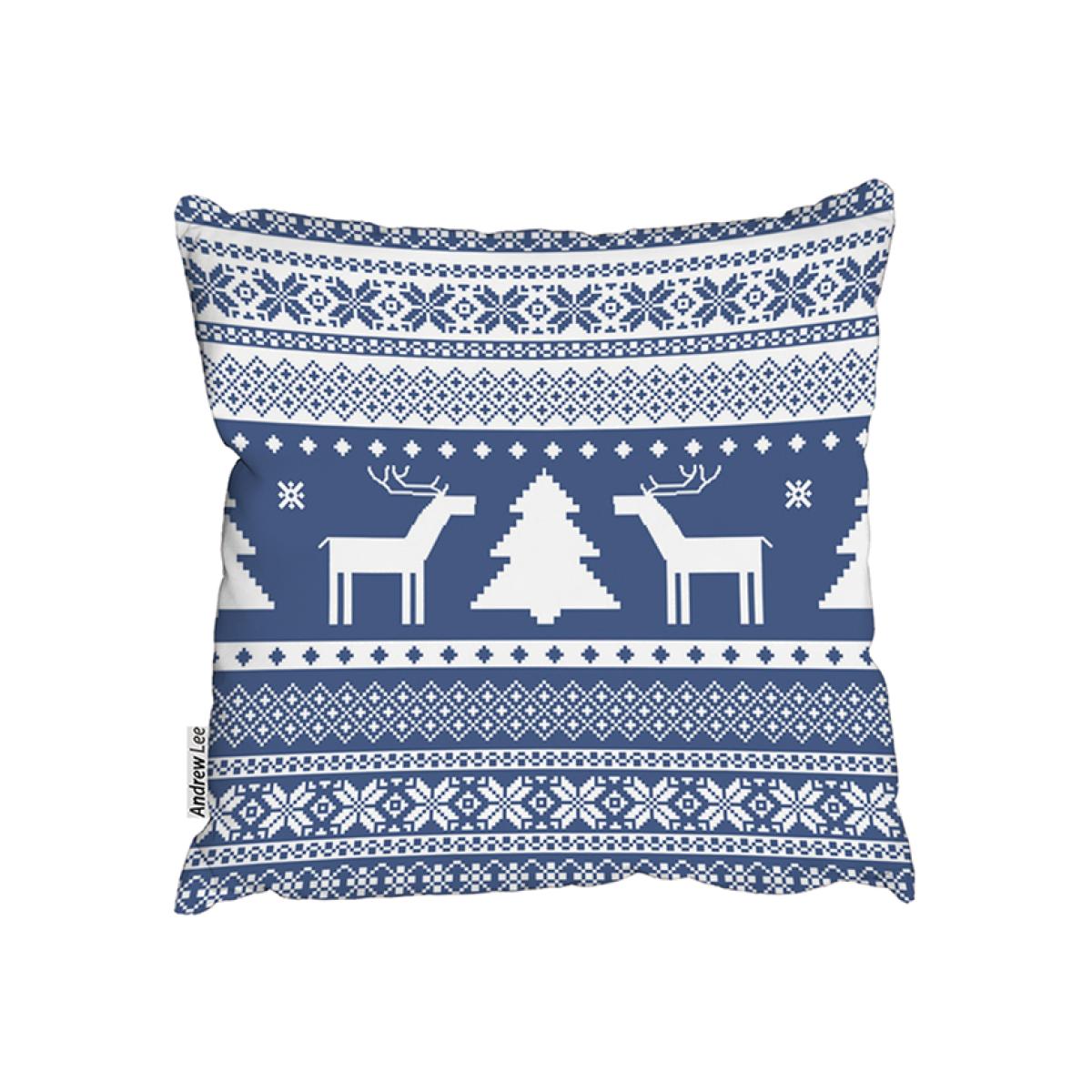 Knitted Ornamental Pattern Outdoor Comfy Cushion - Blue / 60cm