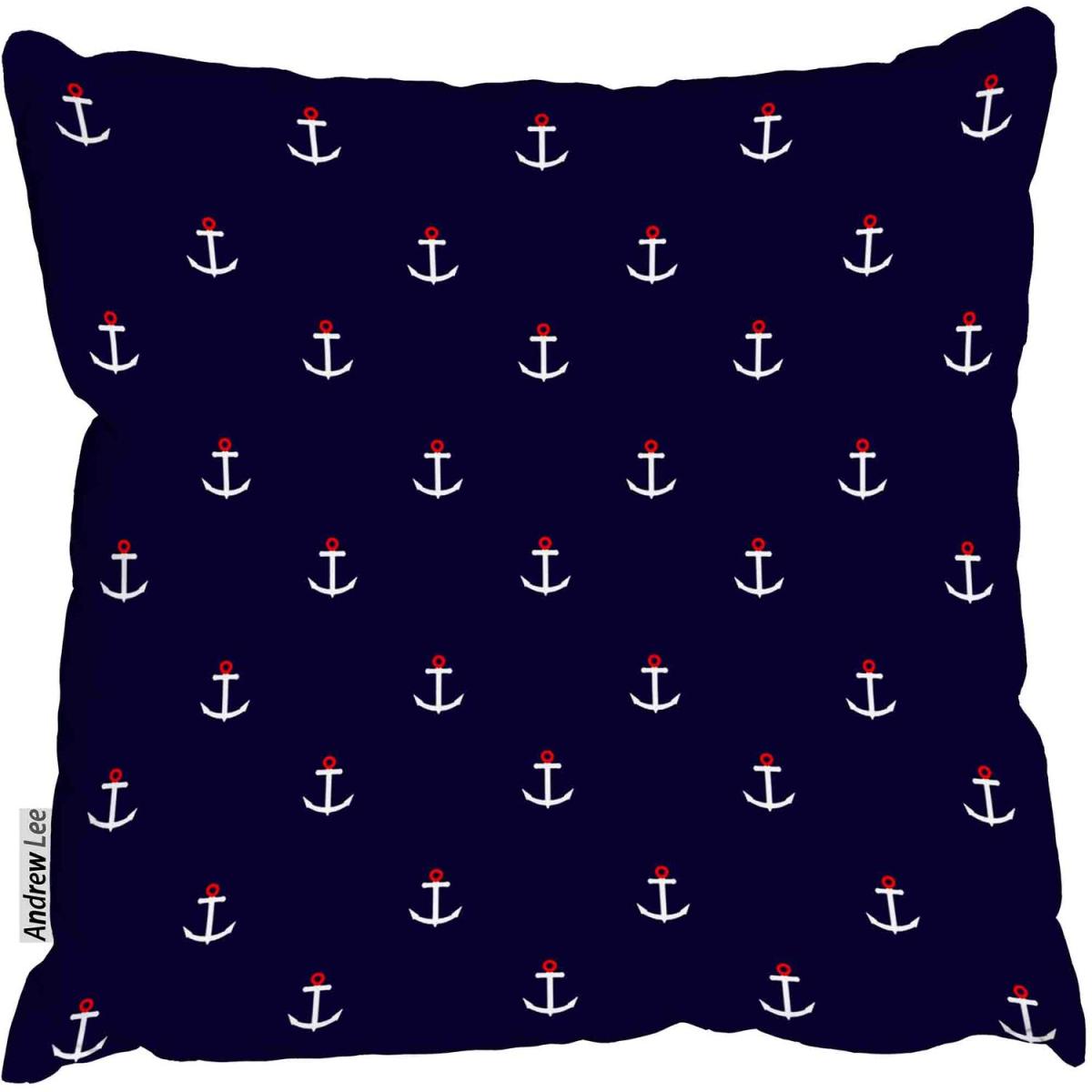 Deep Blue Anchors Cushion - Blue / 60cm