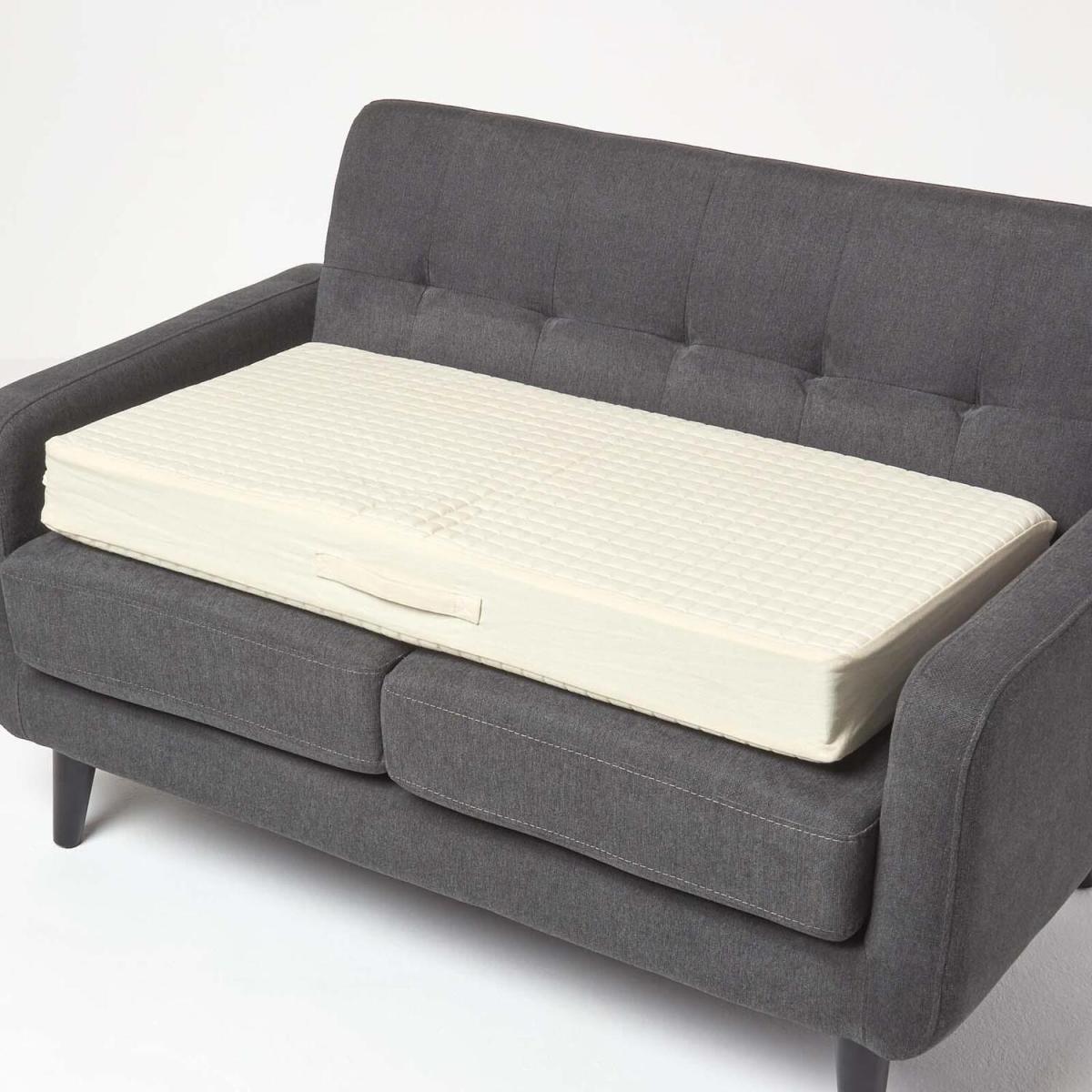 Homescapes Quilted Sofa Booster Cushion Removable Cover - Cream