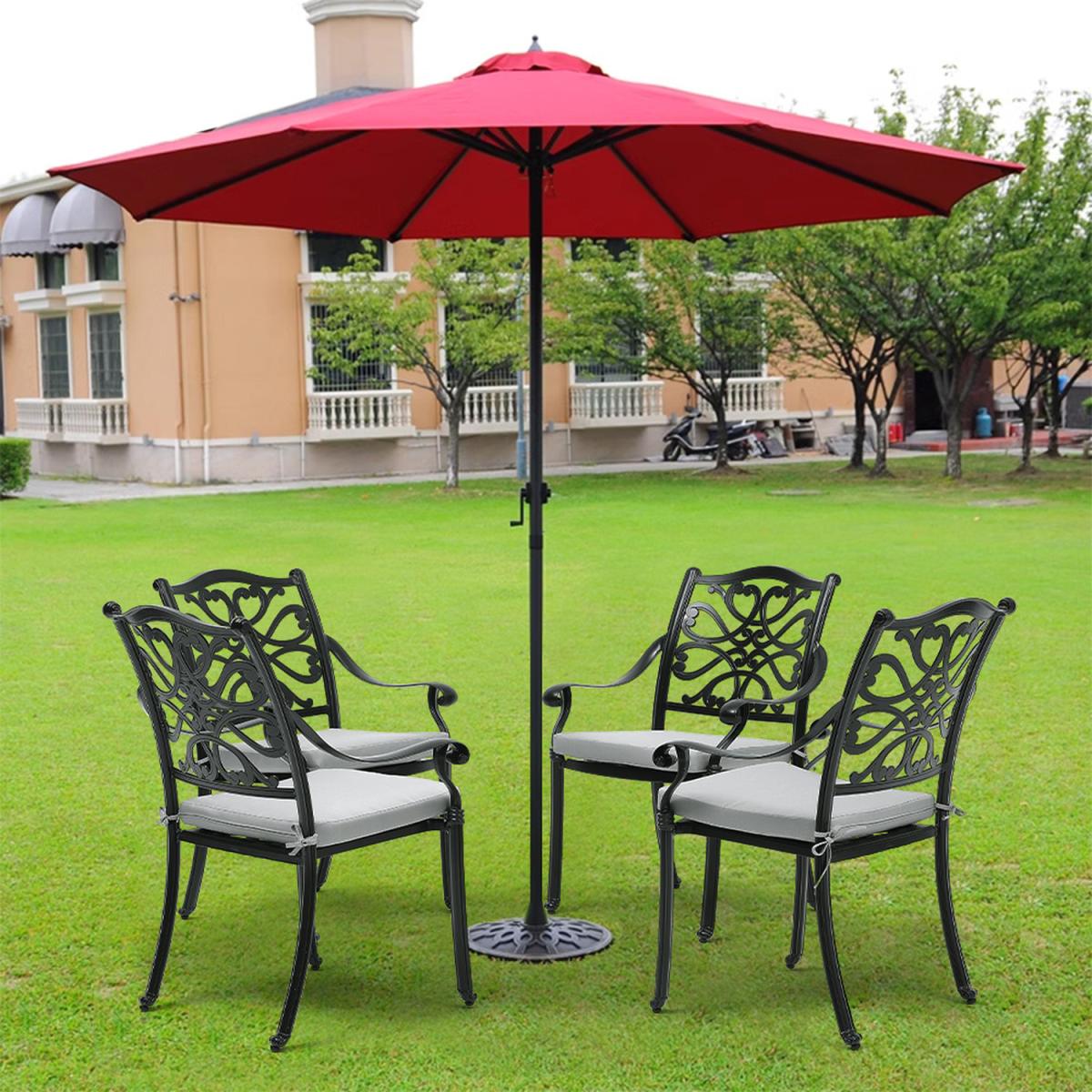 Set of 4 Outdoor Patio Dining Chair with Cushion - Black