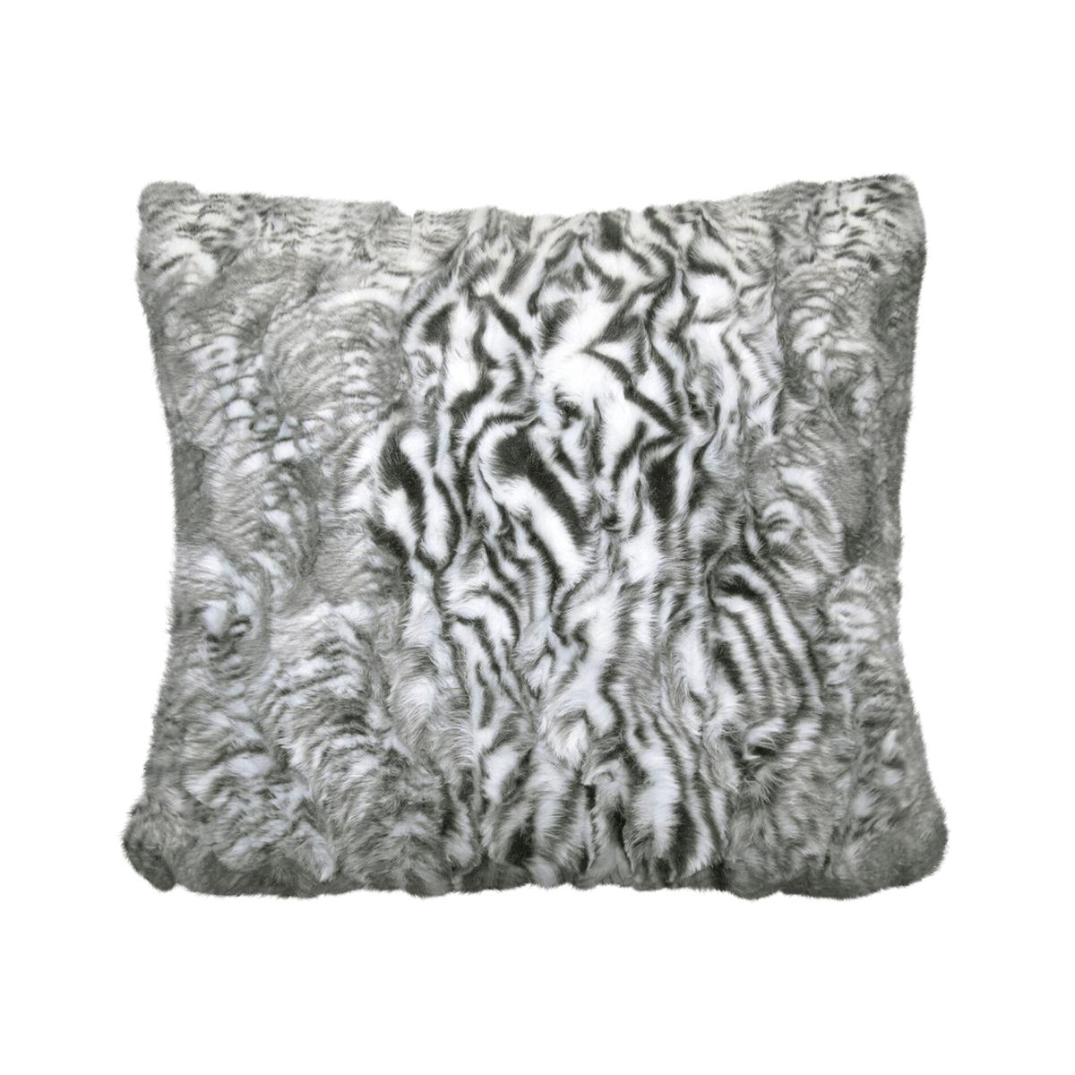 Animal Print Faux Fur Cushion - Grey / 56cm