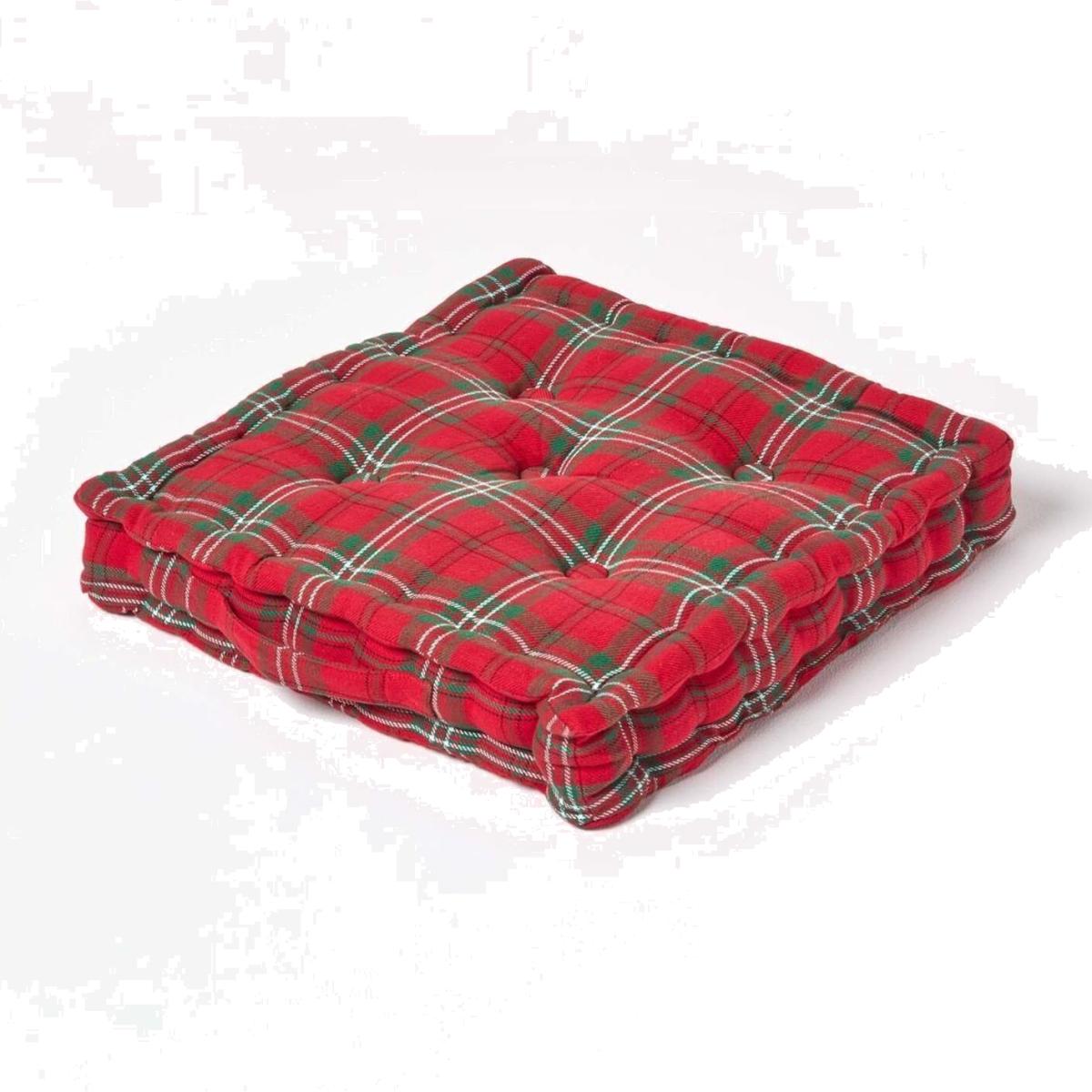 Homescapes Cotton Tartan Floor Cushion - Prince Charles Edward Stuart / 40cm